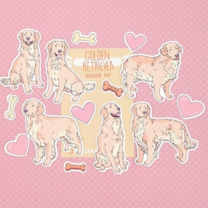 Light Golden Retriever-stickers: waterdicht stickerpakket
