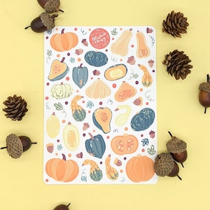 Fall Squash Stickers - Autumn Stickersheet - Pumpkin - Gourd