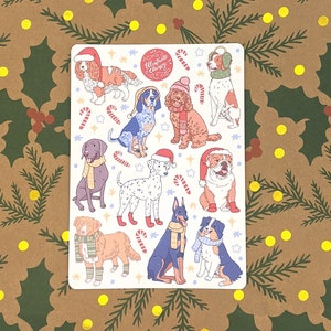 Arkusz naklejek Snow Dogs - Psy w zimie - Psy w szalikach - Zestaw naklejek z kreskówkowymi psami