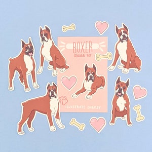 Pegatinas de boxeador: regalo para perro boxeador con orejas recortadas: regalo para amantes de los perros: papelería para perros