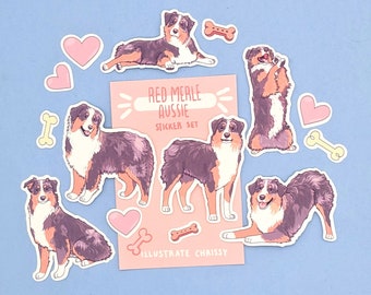 Medium Red Merle Aussie Sticker - Australian Shepherd Dog Stickers