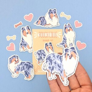 Set di adesivi Blue Merle Rough Collie - Adesivi Rough Collie - Adesivi per cani