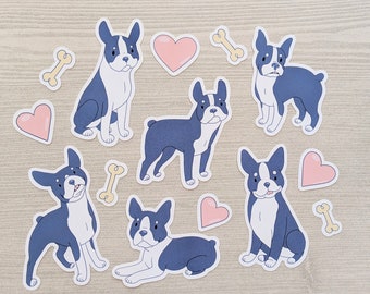 Cute Dog Stickers - Boston Terrier Stickers - Dog Sticker Set