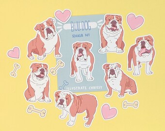 ブルドッグステッカー - かわいい犬のステッカー - 漫画ステッカー - かわいいブルドッグ