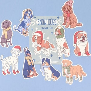Snow Dogs Sticker Set - Winter Dog Stickers - Cute Stickers