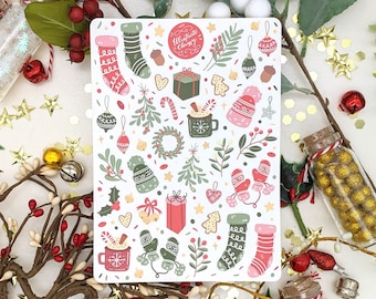 Classic Christmas Sticker Sheet - Warm Cozy Winter Days Stickers - Stickersheet