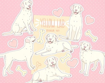 Light Yellow Lab Stickers - Champagne Lab - Cute Dog Stickers - Labrador Retriever Stickers