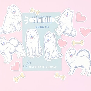 サモエド ステッカー - かわいい犬のステッカー - 漫画の犬のステッカー - かわいいサモエド