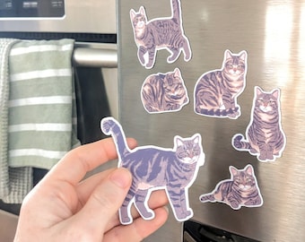 Short Hair Brown Tabby Magnet Set - Refrigerator Magnets