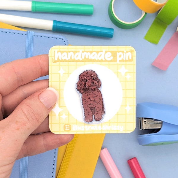 Miniature Poodle Pin - Red Mini Poodle