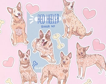 Red Heeler Stickers - Red Australian Cattle Dog Stickers - Cute Dog Sticker Set