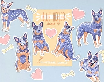 Blue Heeler Stickers - Australian Cattle Dog Sticker Set - Waterproof