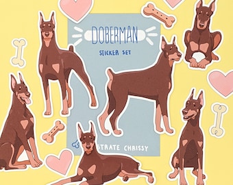 Red Doberman Pinscher Stickers - Cute Dog Stickers