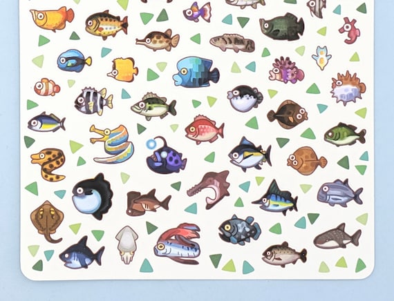 Animal Crossing Fish Sticker Sheet Animal Crossing New Leaf Etsy