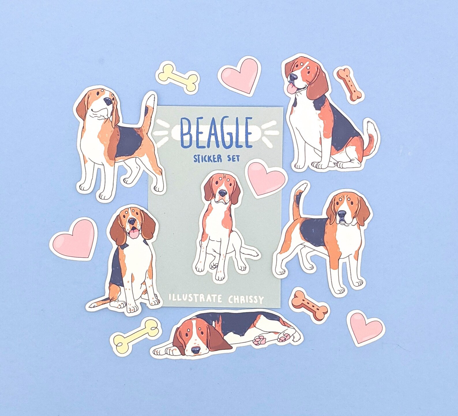 Beagle Sticker Set Cute Dog Stickers Dog Sticker Pack Etsy