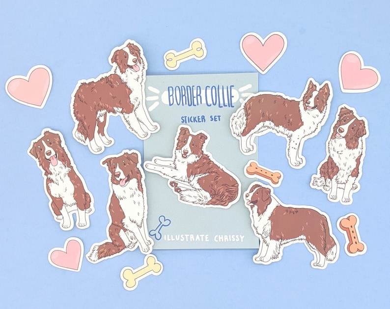 Brown Border Collie Sticker Set - Cute Dog Sticker Pack - Etsy