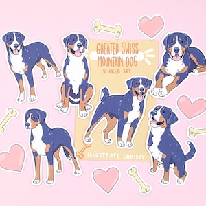 Feuerzeug Großschweizer Sennenhund Aufkleber - Süßer Hund Sticker Set