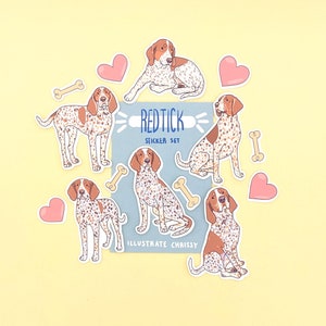 Light Redtick Coonhound Aufkleber - Süßer Hund Sticker Set