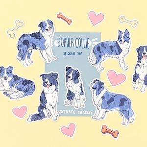 Blue Merle Border Collie Aufkleber Set - Süßer Hund Aufkleber