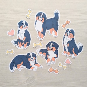 Cartoon Berner Sennenhund Aufkleber - Wasserdichter Aufklebersatz