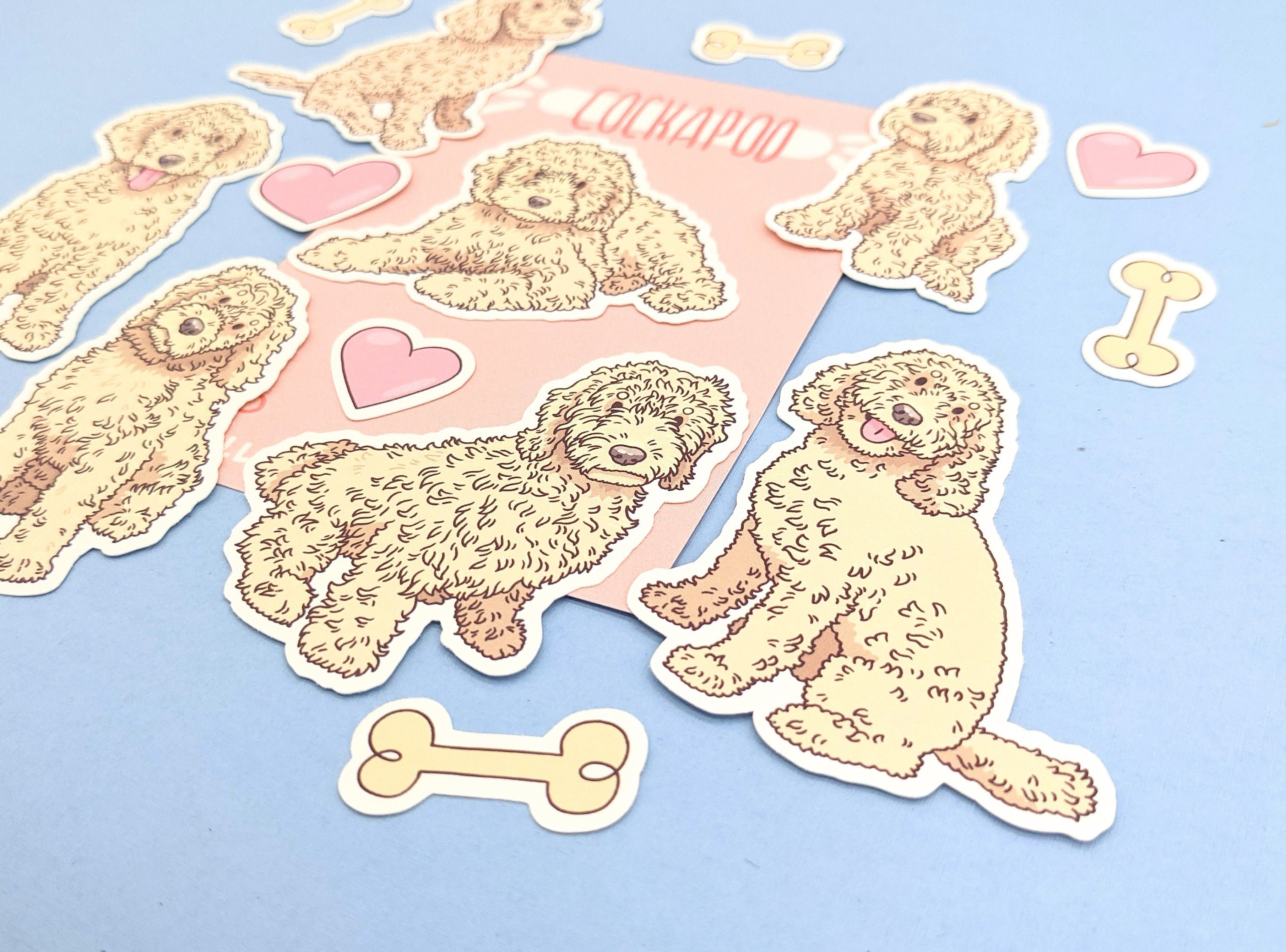 Cream Cockapoo Stickers - Cute Dog Stickers - Cocker Spaniel - Poodle ...