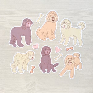 Ensemble d'autocollants Labradoodle dessin animé