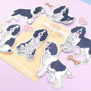 Cartoon Black and White Springer Spaniel Stickers