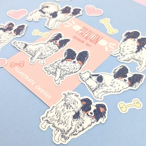 Pegatinas de papillón tricolor - Pegatinas de perros adorables - Juego de pegatinas