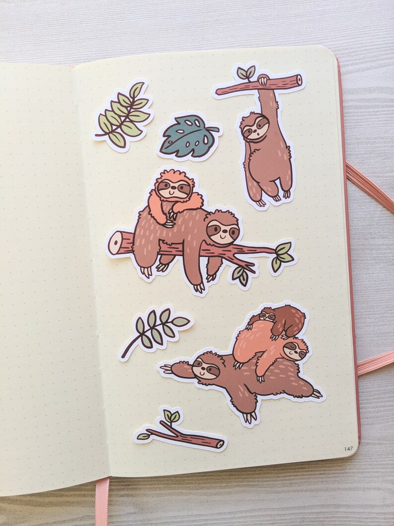 Sloth Stickers - Cute Sloth Sticker Set - Sticker Pack - Cute Stickers image 6