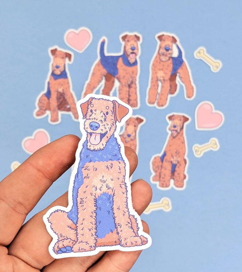 Airedale Terrier Stickers Cute Dog Stickers Airedale Etsy