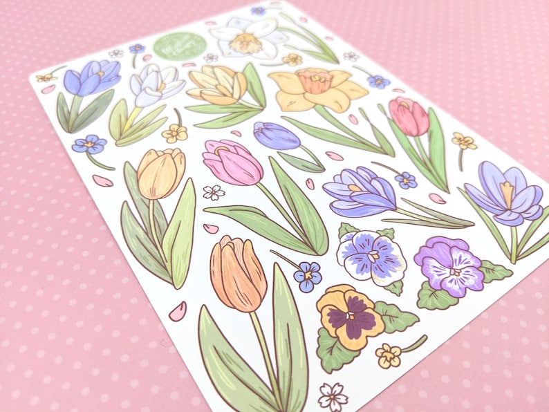 Spring Flower Sticker Sheet - Cute Sticker Sheet - Pretty Flower ...