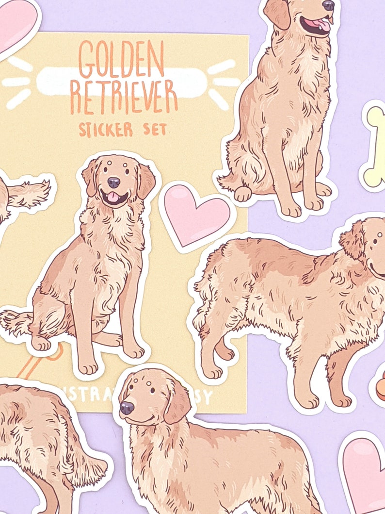Golden Retriever Stickers Cute Retriever Sticker Pack Cute Stickers Dog Sticker Set