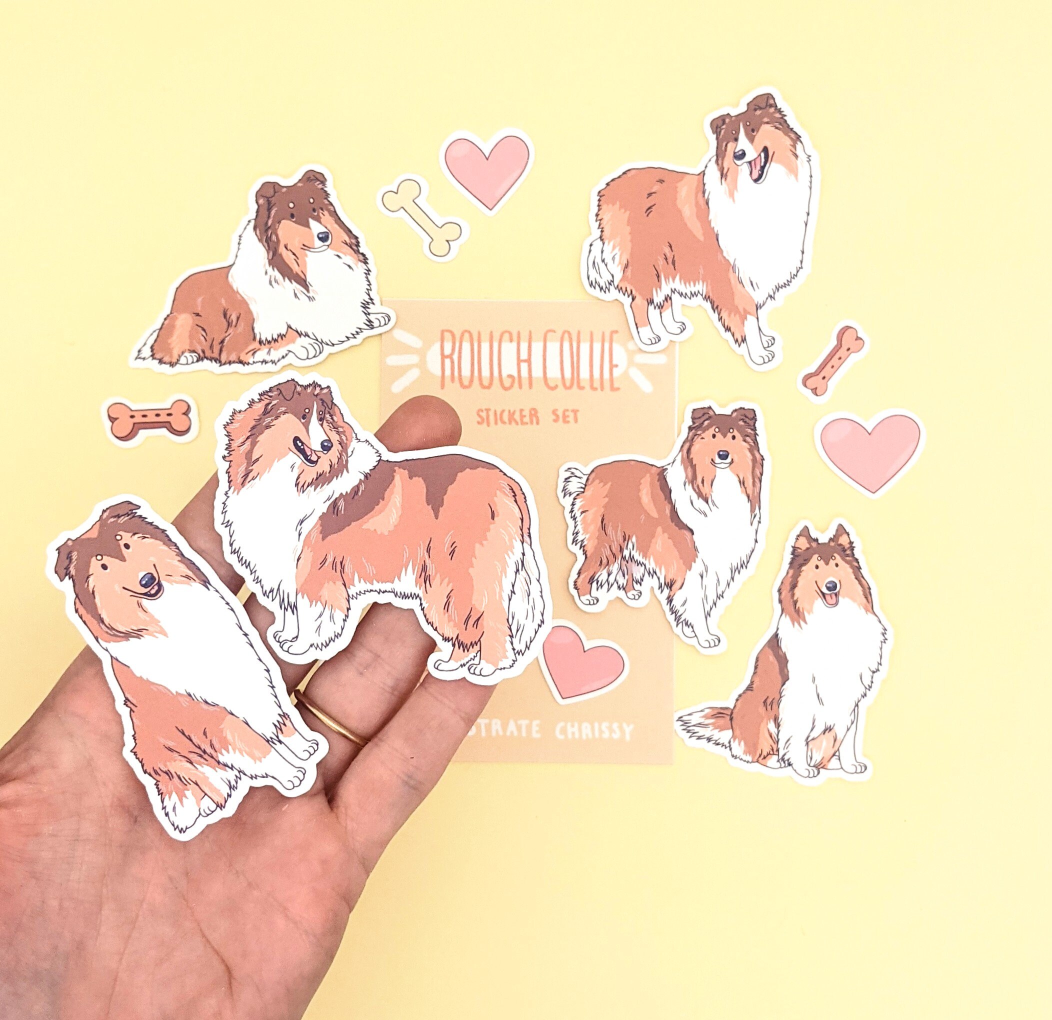 Sable Rough Collie Sticker Set - Rough Collie Stickers - Dog Stickers ...
