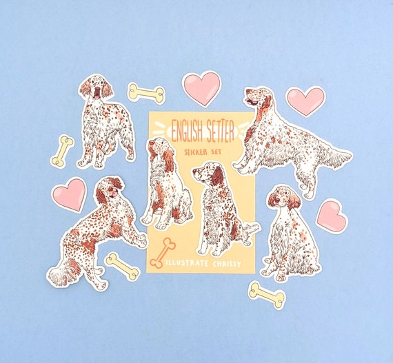 English Setter Stickers - Orange Belton - Waterproof