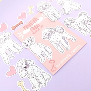 Miniature White Poodle Stickers - Waterproof Dog Sticker Set