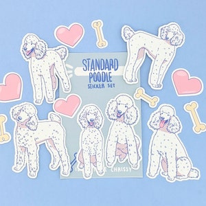 White Standard Poodle Stickers - Waterproof
