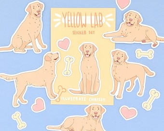 Yellow Lab Stickers - Cute Dog Stickers - Labrador Retriever Stickers