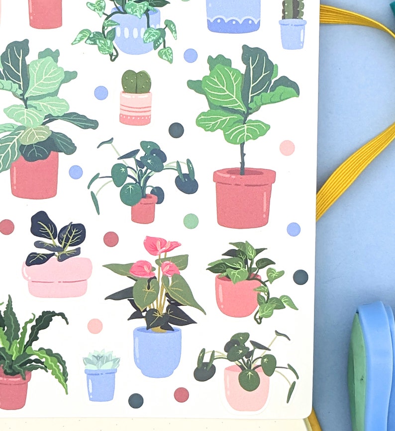 Houseplant Sticker Sheet Potted Houseplant Stickers imagem 3