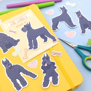 Giant Schnauzer Stickers - Docked Ears - Cute Dog Stickers - Cartoon Sticker Set