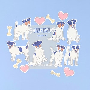 Tricolor Smooth Jack Russell Terrier Stickers - Cute Dog Stickers - Cartoon Sticker Set - Dog Lover