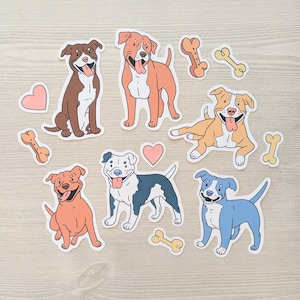 Cartoon American Staffordshire Terrier Stickers - Waterproof Sticker Set