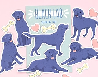 Black Lab Stickers - Black Labrador Stickers - Labrador Retriever - Cute Stickers
