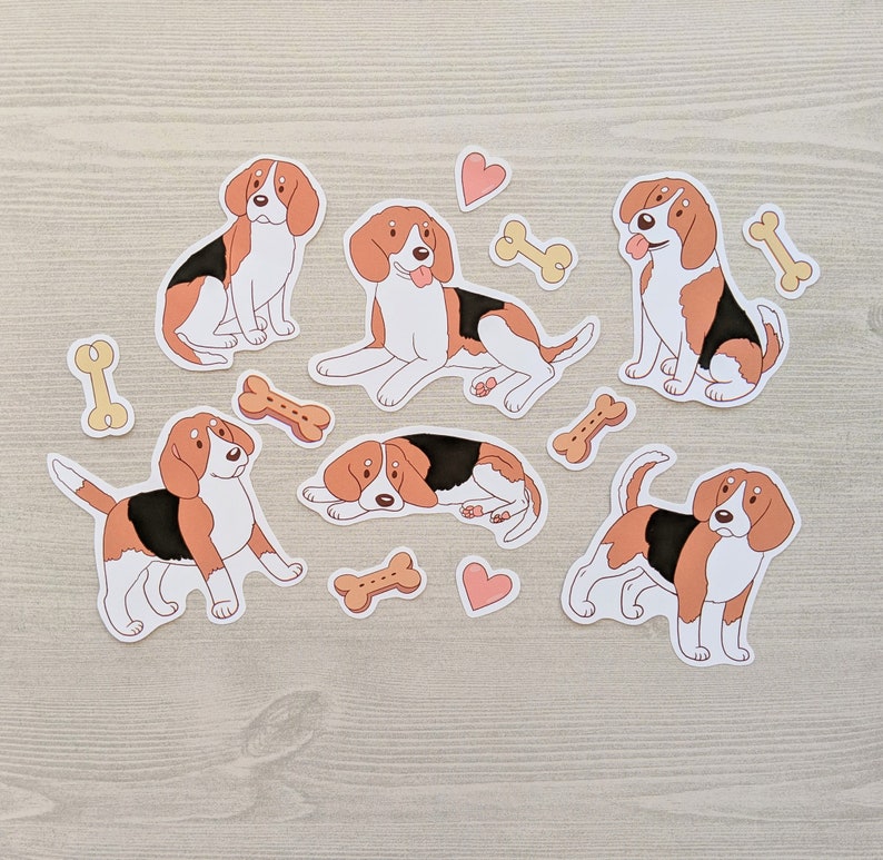 Beagle Sticker Set Cute Dog Stickers Dog Sticker Pack Etsy