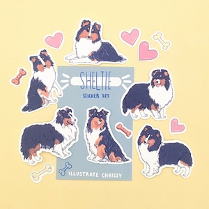 Tricolor Shetland Sheepdog Stickers - Sheltie Sticker Set