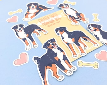Darker Greater Swiss Mountain Dog Stickers - Waterproof Sticker Set