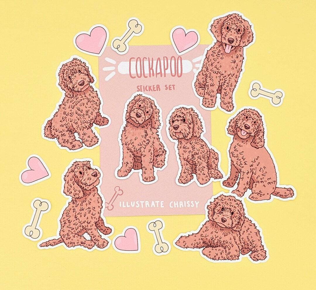Apricot Cockapoo Stickers - Cute Dog Stickers - Cocker Spaniel - Poodle ...