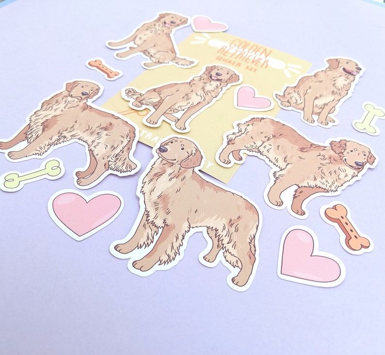 Golden Retriever Stickers Cute Retriever Sticker Pack Cute Stickers Dog Sticker Set