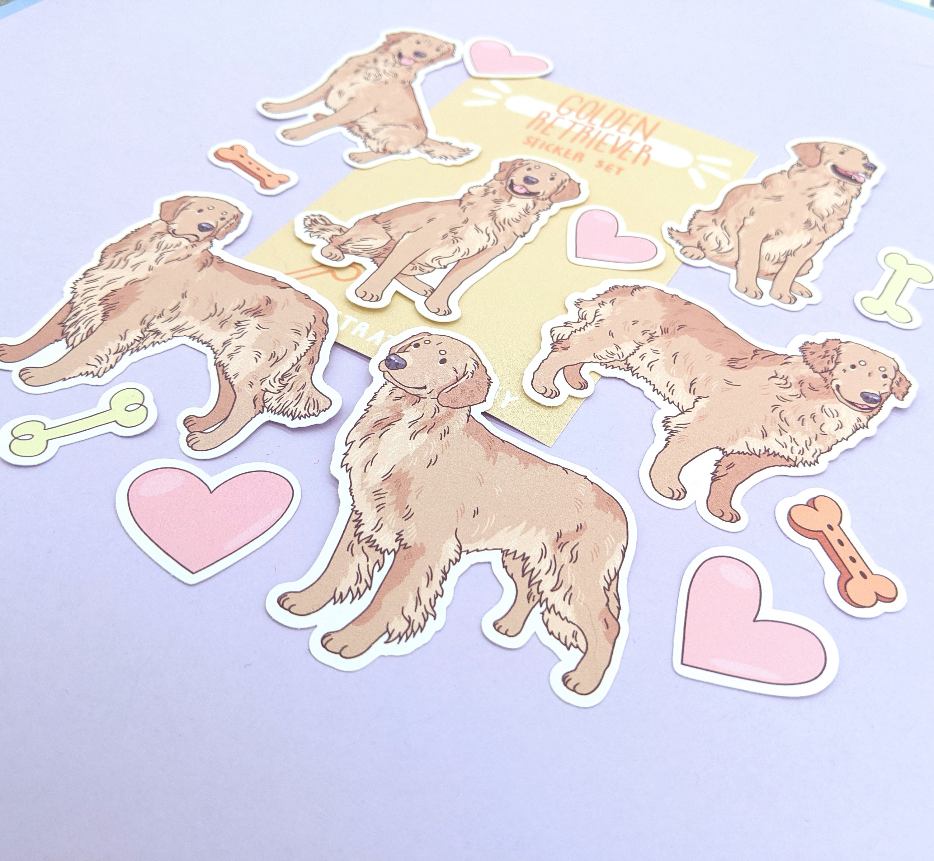 Golden Bc Sticker Golden Retriever Stickers - Waterproof Sticker Pack - Etsy