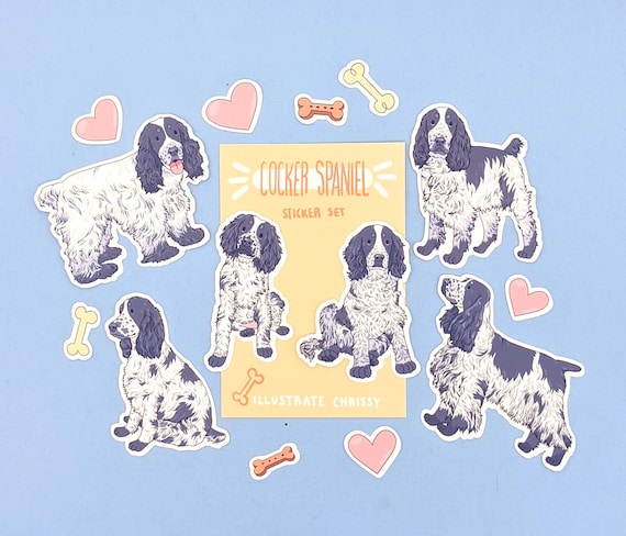 Blue Roan Cocker Spaniel Stickers - Cute English Spaniel Stickers - Cute Dog Stickers