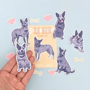 Dark Blue Heeler Stickers - Australian Cattle Dog Sticker Set - Waterproof